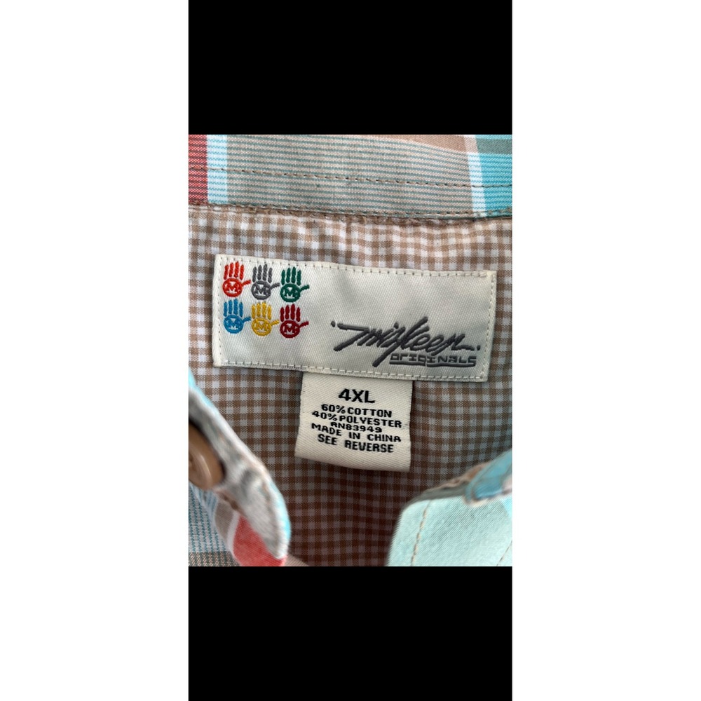 Miskeen Originals 4XL Plaid Button Down Short‎ Sleeve Shirt Menswear